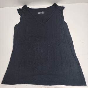 Gilligan & O'Malley Black Crocheted Sleeveless V-Neck Tank Top Women's Size M